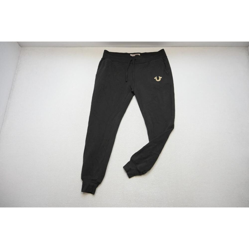 True Religion Joggers Sweat Pants Cotton Tapered Black W/Pockets Womens Sz Large